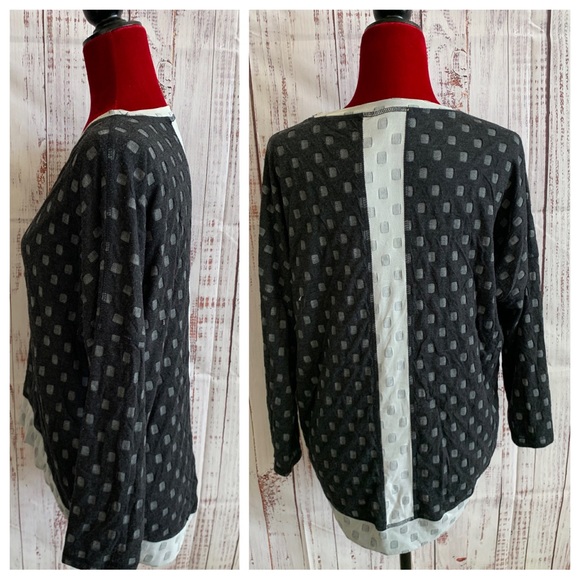 Charcoal Grey Square-Dot Knit Top  { Cotton Innovation } - Picture 3 of 8